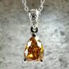 18K White Gold Necklace with 1.08 ct Natural Fancy Vivid Yellowish Brownish Orange SI2 Diamond Pendant & VVS Diamonds, ALGT Certified | Fine Jewelry