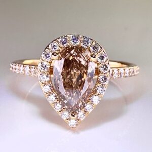 18K Yellow Gold Ring with 1.27 ct Natural Fancy Yellowish Brown VVS2 Diamond & VS Diamonds, ALGT Certified
