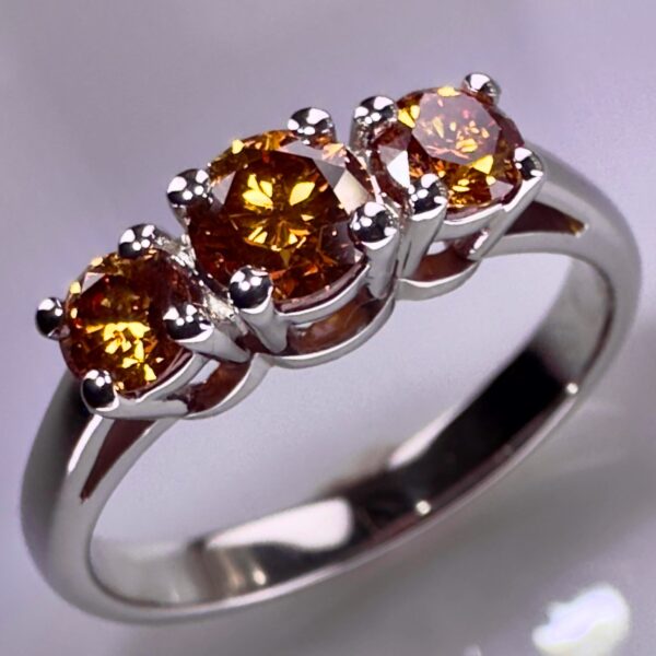 18K White Gold Ring with 0.80 ct Natural Fancy Vivid Yellowish Orange SI Diamond, ALGT Certified | Luxury Jewelry