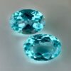 Pair of 1.99 carat blue Paraiba-type apatites, oval cut, vibrant turquoise blue and brilliant appearance.