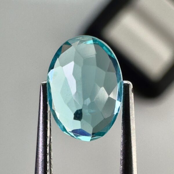 Pair of 1.99 carat blue Paraiba-type apatites, oval cut, vibrant turquoise blue and brilliant appearance.