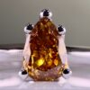 18k white gold pear diamond ring 0.53 ct - Fancy Intense Brownish Yellow-Orange – ALGT Certified | Handmade Luxury